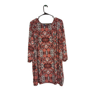 Denim 24/7 3/4 Sleeve Dress Paisley Tunic Top Blouse Size 2X 26/28 32"L